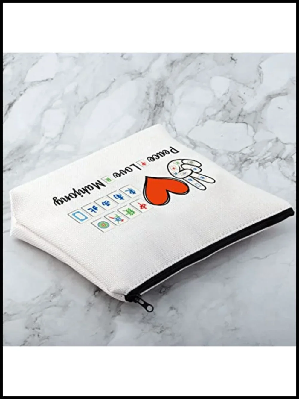 Funny Mahjong Waterproof Toiletry Cosmetic Bag Polyester Zip Pouch